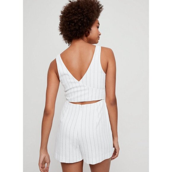 Aritzia Wilfred Écoulement Striped Romper - Picture 4 of 10